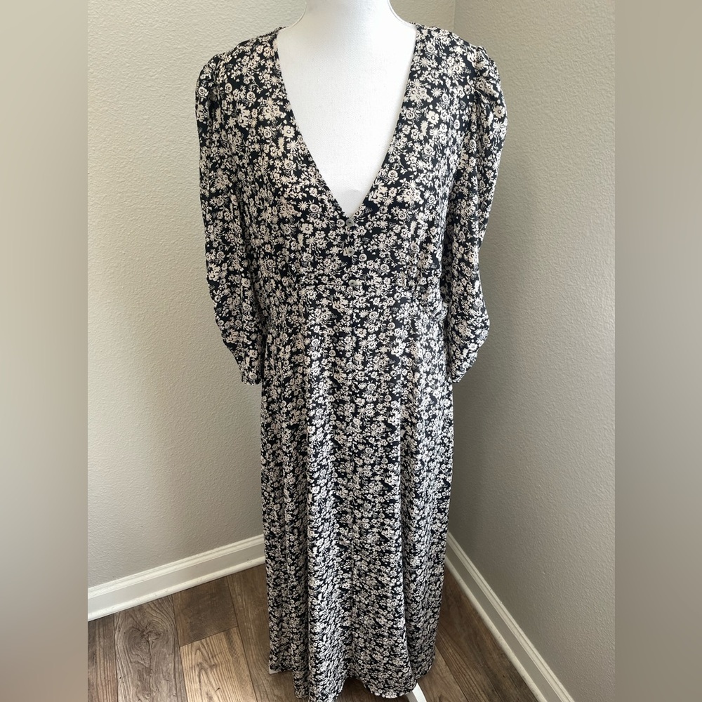 Emma & Michele Black and Cream Floral Sheer Dress